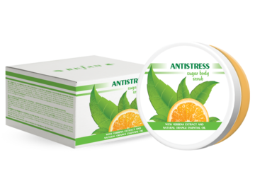 Esfoliante allo zucchero per il corpo con estratto di verbena e olio essenziale naturale di arancio